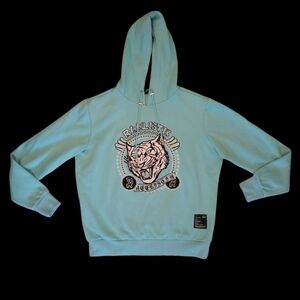 Reelistik NYC White Tiger Graphic Hoodie Large